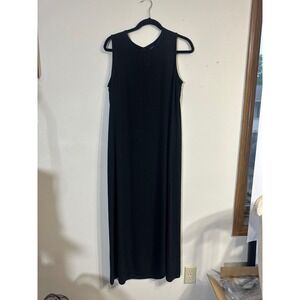 Eileen Fisher Maxi Dress Sleeveless Casual‎ Black Dress Linen Blend Size M